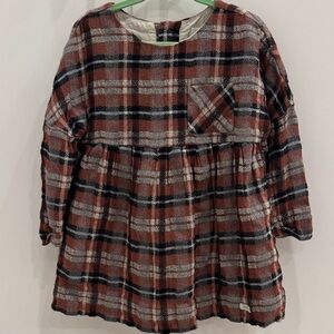 Zara Plaid Long-Sleeve dress